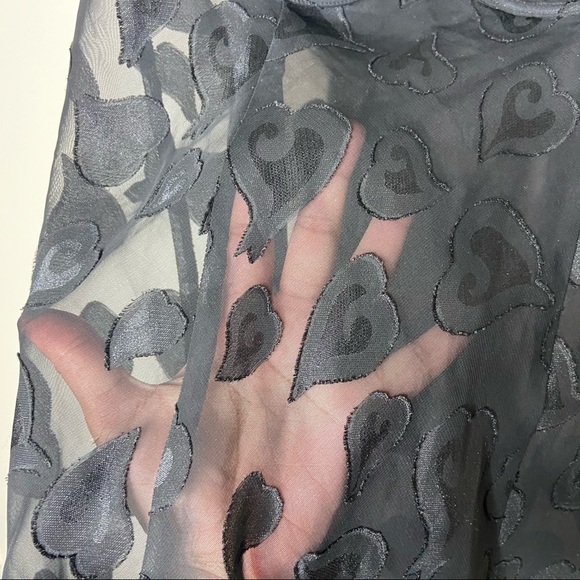 Victorias Secret Sheer Heart Patterned Black Night Gown Lingerie L - Picture 7 of 8